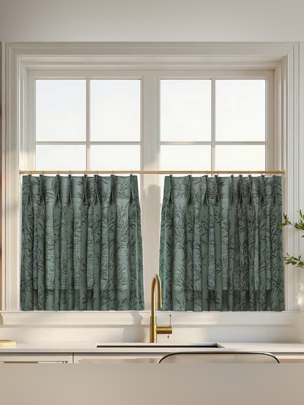 Pinch Pleat Leaf Print Curtains
